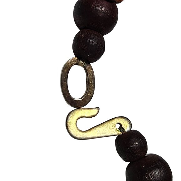 Boho Wooden Beaded Necklace Multi Strand Black Tan Fashion Jewelry Women - Picture 3 of 5